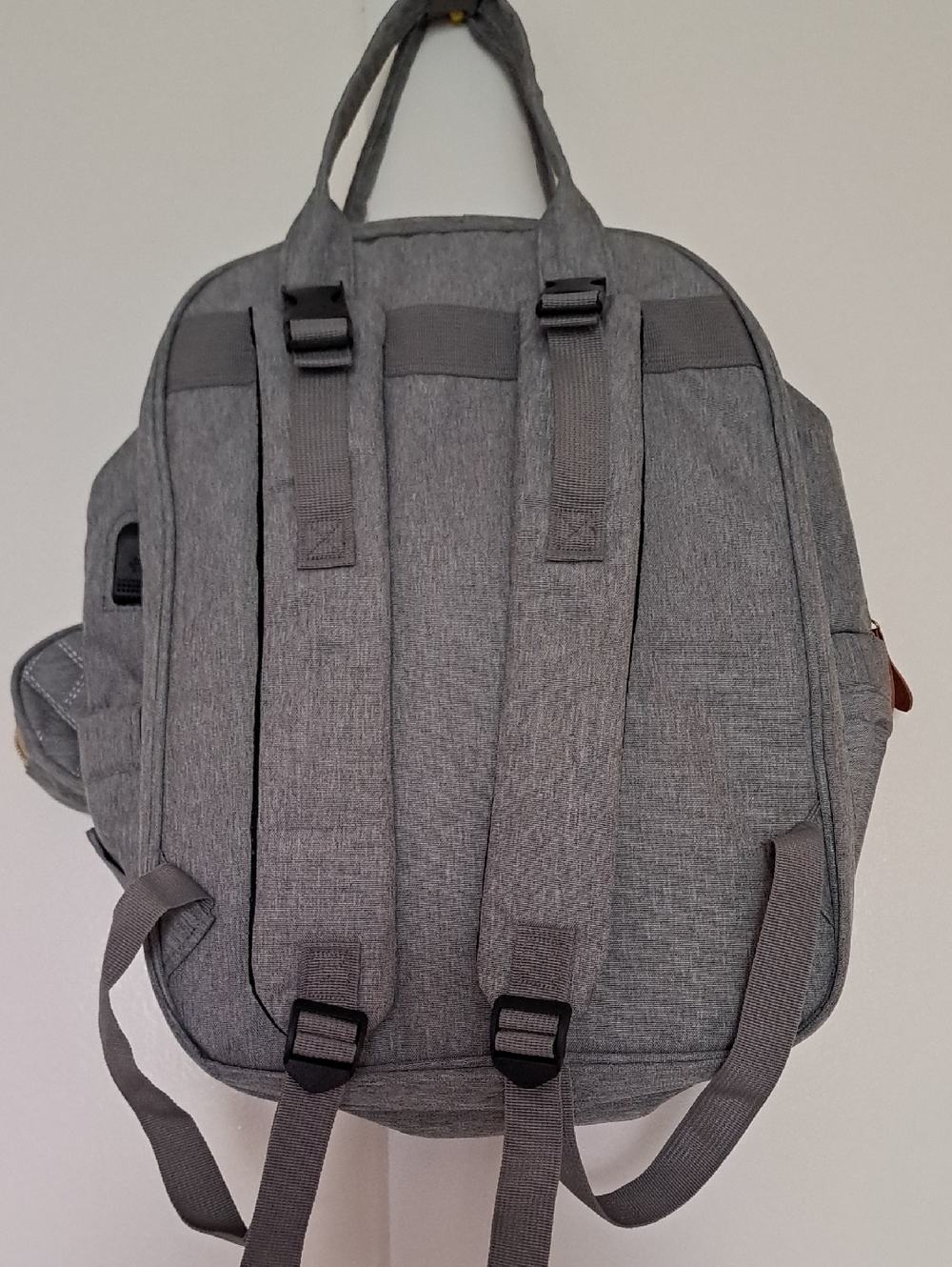 SUNSHINE Gray Baby Backpack with Tan Accents - Picture 2 of 13
